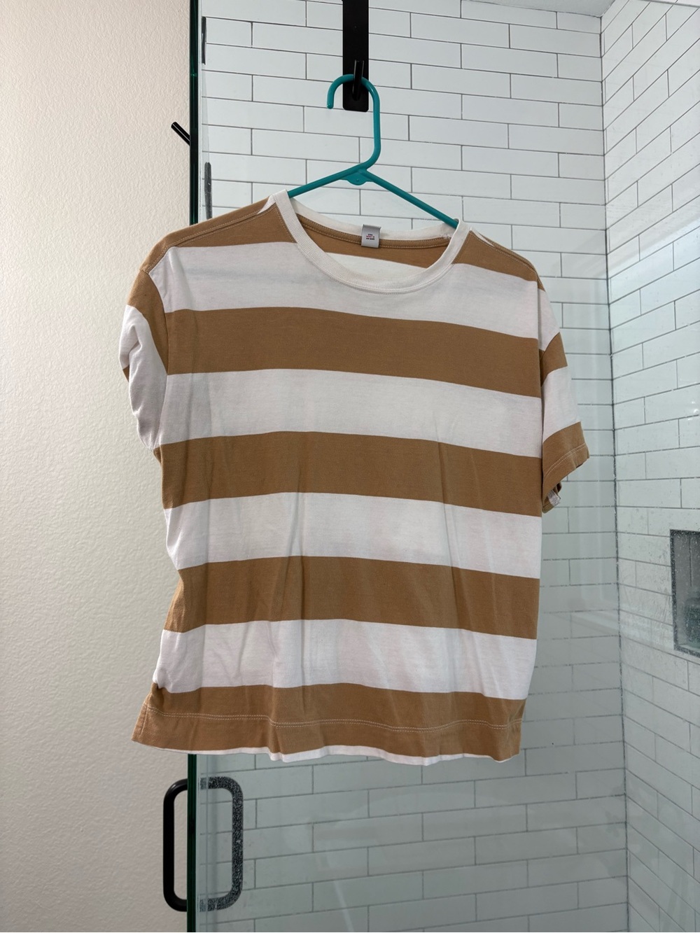 Old Navy White and Camel Striped Tee
